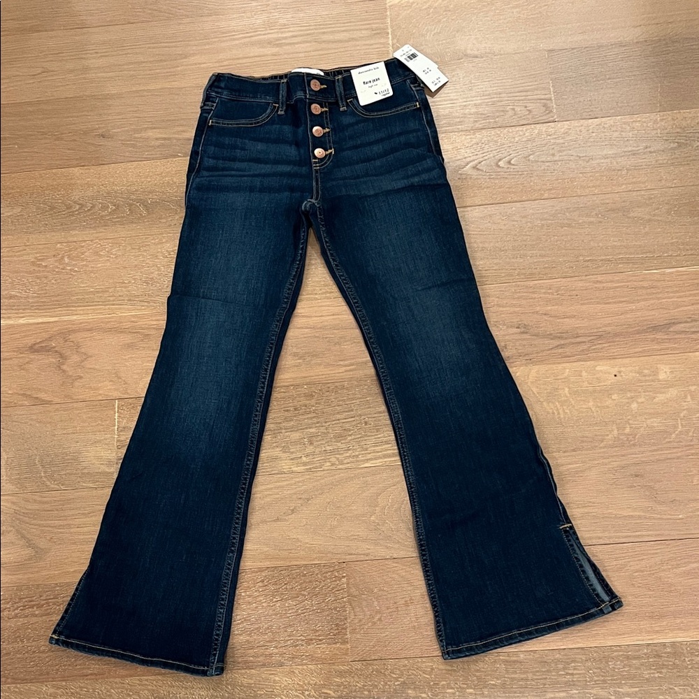 abercrombie kids Dark Blue Button-Front Flare Jeans